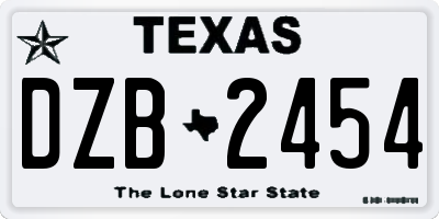 TX license plate DZB2454