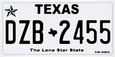 TX license plate DZB2455