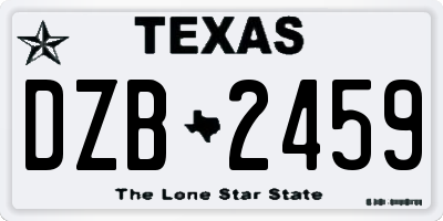 TX license plate DZB2459