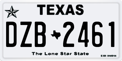 TX license plate DZB2461