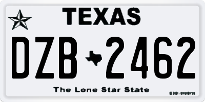 TX license plate DZB2462