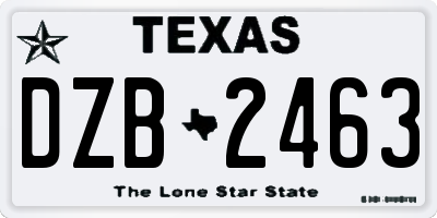 TX license plate DZB2463