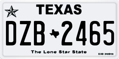 TX license plate DZB2465