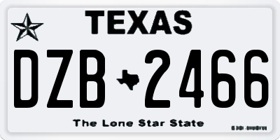 TX license plate DZB2466