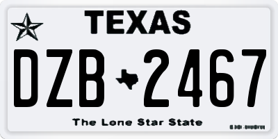 TX license plate DZB2467