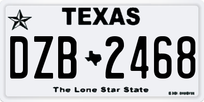 TX license plate DZB2468