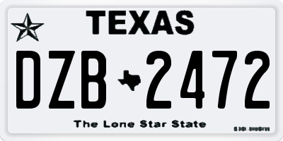 TX license plate DZB2472
