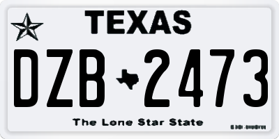 TX license plate DZB2473