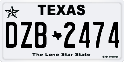 TX license plate DZB2474