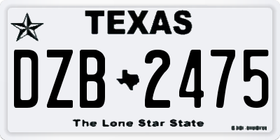 TX license plate DZB2475