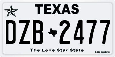 TX license plate DZB2477