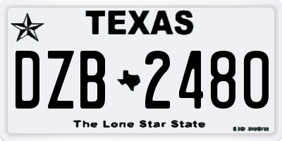 TX license plate DZB2480