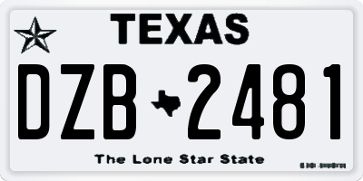 TX license plate DZB2481