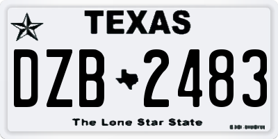 TX license plate DZB2483