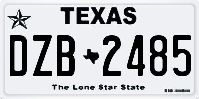 TX license plate DZB2485