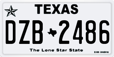 TX license plate DZB2486