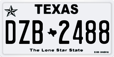 TX license plate DZB2488