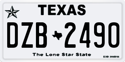 TX license plate DZB2490