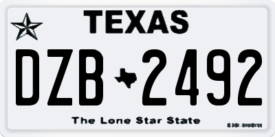 TX license plate DZB2492