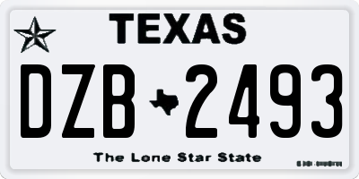 TX license plate DZB2493