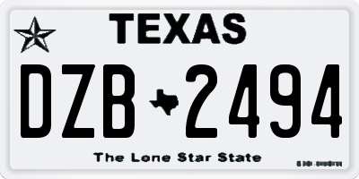 TX license plate DZB2494