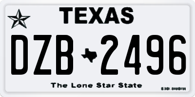 TX license plate DZB2496