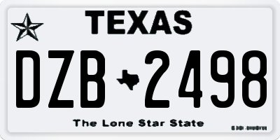 TX license plate DZB2498