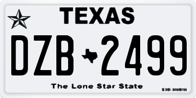 TX license plate DZB2499