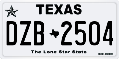 TX license plate DZB2504
