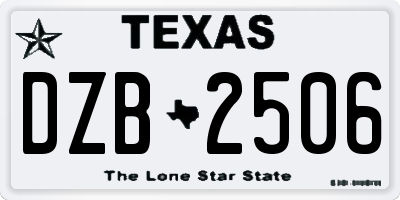 TX license plate DZB2506