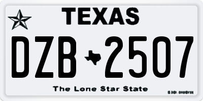 TX license plate DZB2507