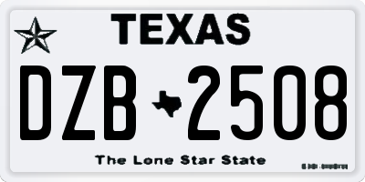 TX license plate DZB2508