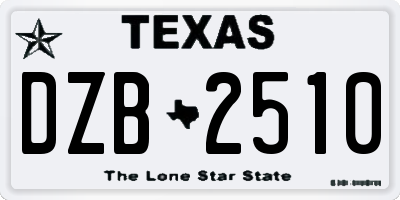 TX license plate DZB2510