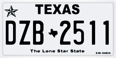 TX license plate DZB2511