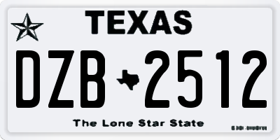 TX license plate DZB2512