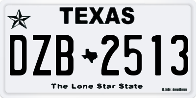 TX license plate DZB2513