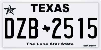 TX license plate DZB2515