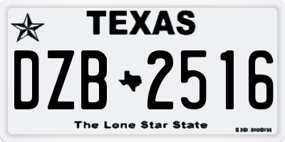 TX license plate DZB2516