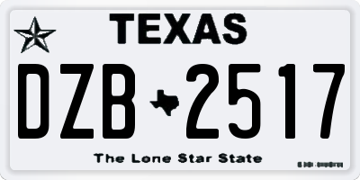 TX license plate DZB2517