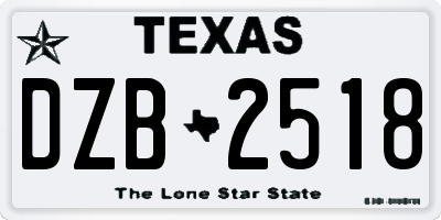 TX license plate DZB2518