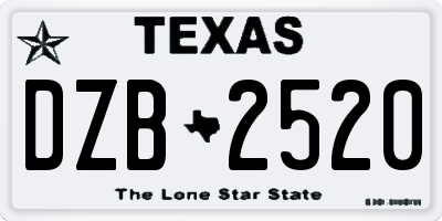 TX license plate DZB2520