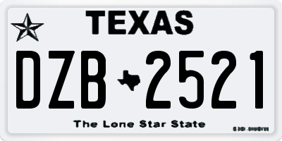 TX license plate DZB2521
