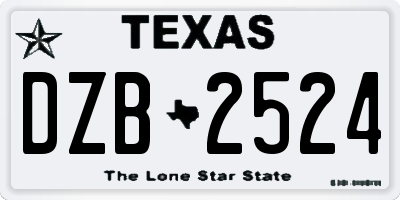TX license plate DZB2524