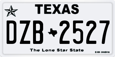 TX license plate DZB2527