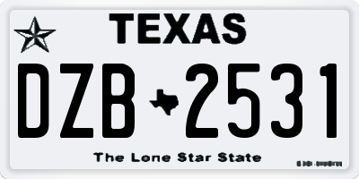 TX license plate DZB2531