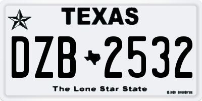 TX license plate DZB2532