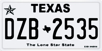 TX license plate DZB2535