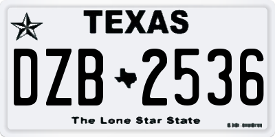 TX license plate DZB2536