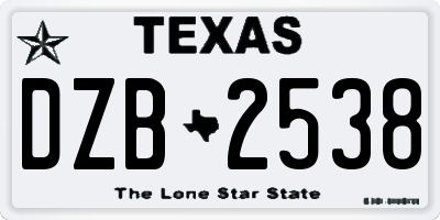 TX license plate DZB2538