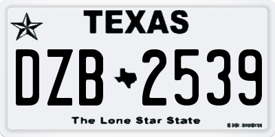 TX license plate DZB2539